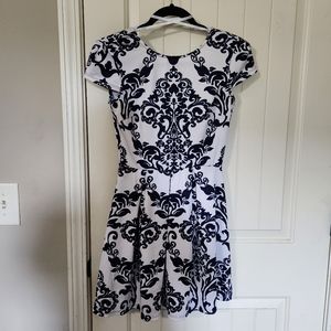 B. Darlin Navy & White Damask Cocktail Dress